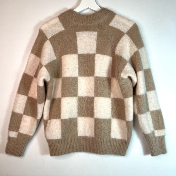 Sandro Paris Checkered Knit Mohair Sweater Size Medium - Picture 7 of 11